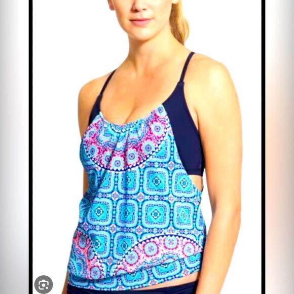 ATHLETA Swim Athleta Fiji Blousy Tankini Swim Top Size 36 B/C - Picture 1 of 4